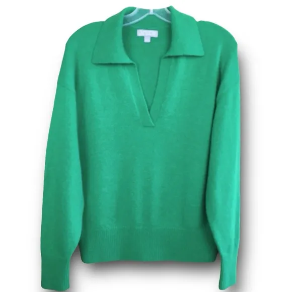 J.CREW Long Sleeve Polo Merino Wool/Alpaca Blend Pullover Sweater In Green Sz XS