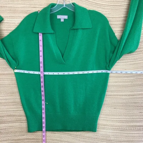 J.CREW Long Sleeve Polo Merino Wool/Alpaca Blend Pullover Sweater In Green Sz XS