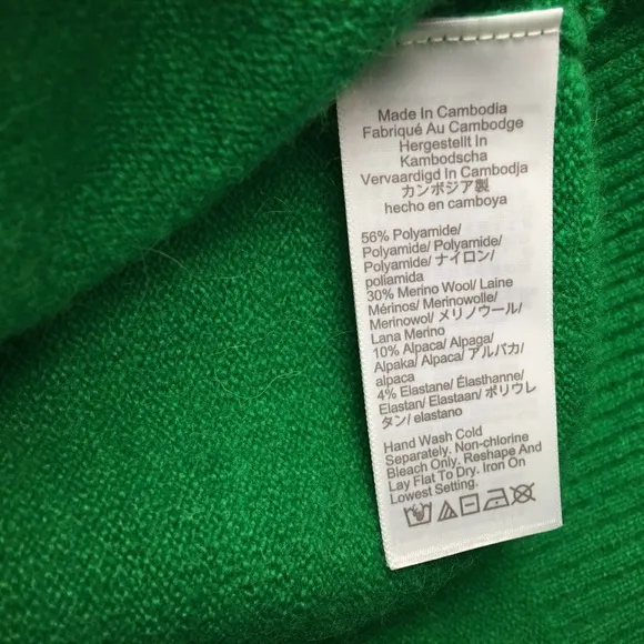 J.CREW Long Sleeve Polo Merino Wool/Alpaca Blend Pullover Sweater In Green Sz XS