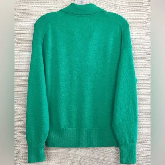 J.CREW Long Sleeve Polo Merino Wool/Alpaca Blend Pullover Sweater In Green Sz XS