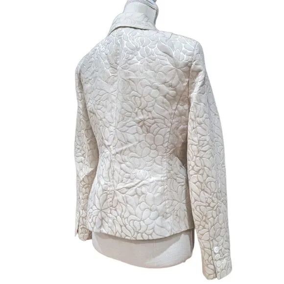 J.Crew Women's Glossy Floral Canvas Cotton &amp; Silk Blend Button Jacket Size 10P