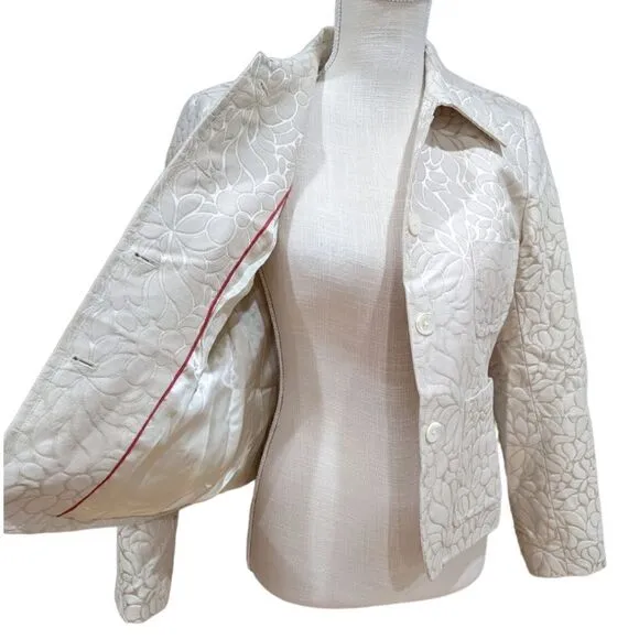 J.Crew Women's Glossy Floral Canvas Cotton &amp; Silk Blend Button Jacket Size 10P