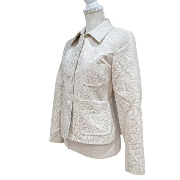 J.Crew Women's Glossy Floral Canvas Cotton &amp; Silk Blend Button Jacket Size 10P
