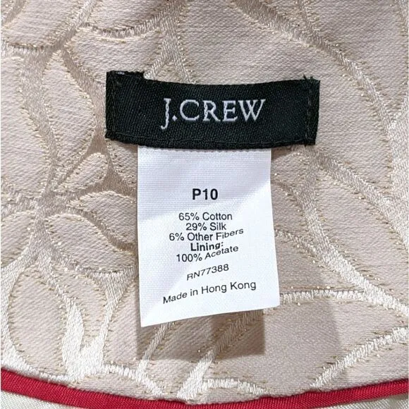 J.Crew Women's Glossy Floral Canvas Cotton &amp; Silk Blend Button Jacket Size 10P