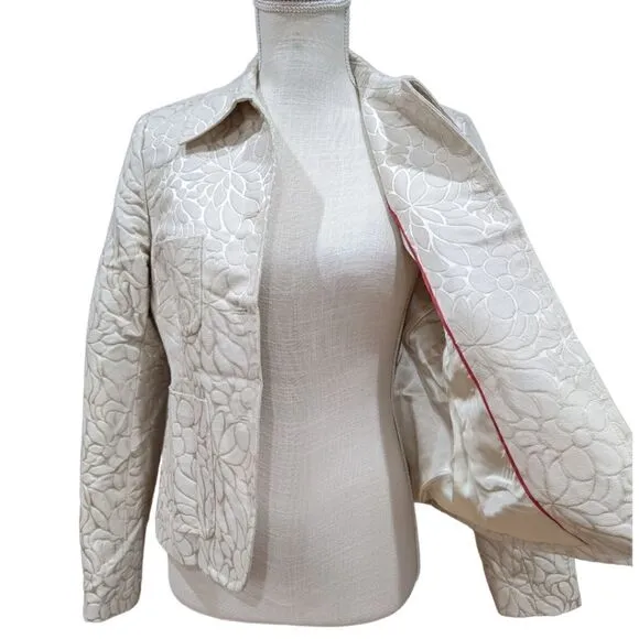 J.Crew Women's Glossy Floral Canvas Cotton &amp; Silk Blend Button Jacket Size 10P