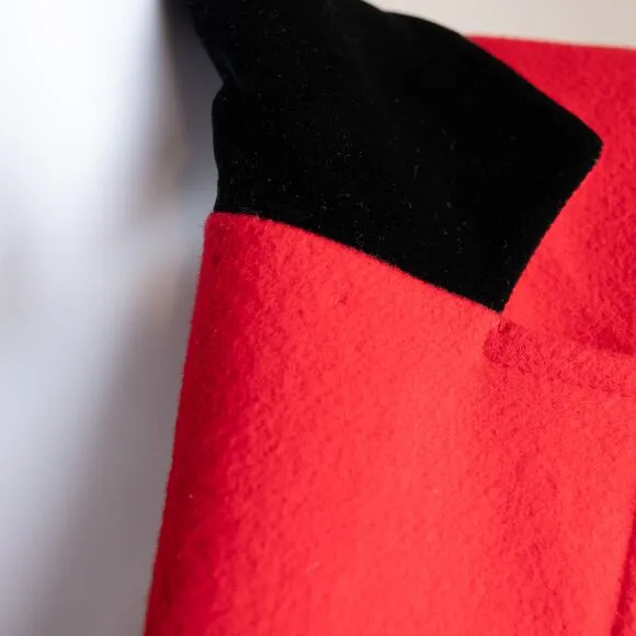JG Hook Red Black Classic Vintage Wool Overcoat Petite XL