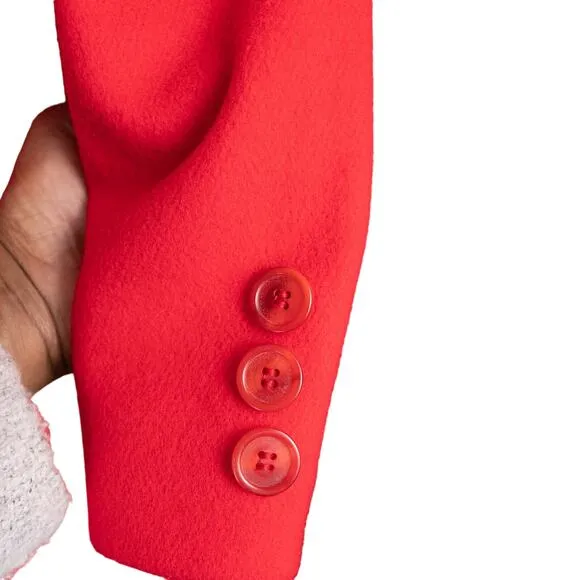 JG Hook Red Black Classic Vintage Wool Overcoat Petite XL