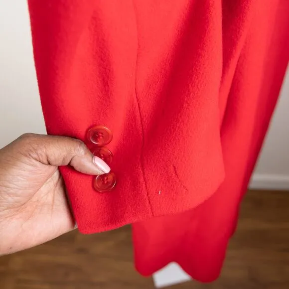 JG Hook Red Black Classic Vintage Wool Overcoat Petite XL