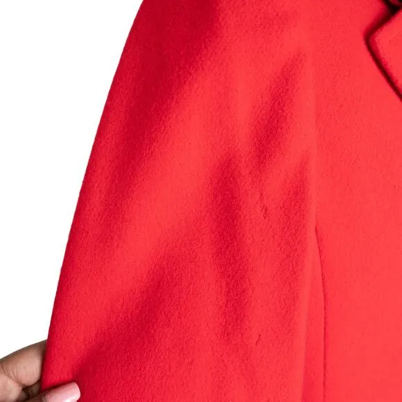JG Hook Red Black Classic Vintage Wool Overcoat Petite XL