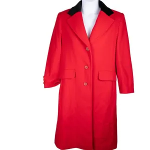 JG Hook Red Black Classic Vintage Wool Overcoat Petite XL