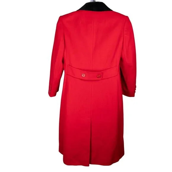 JG Hook Red Black Classic Vintage Wool Overcoat Petite XL
