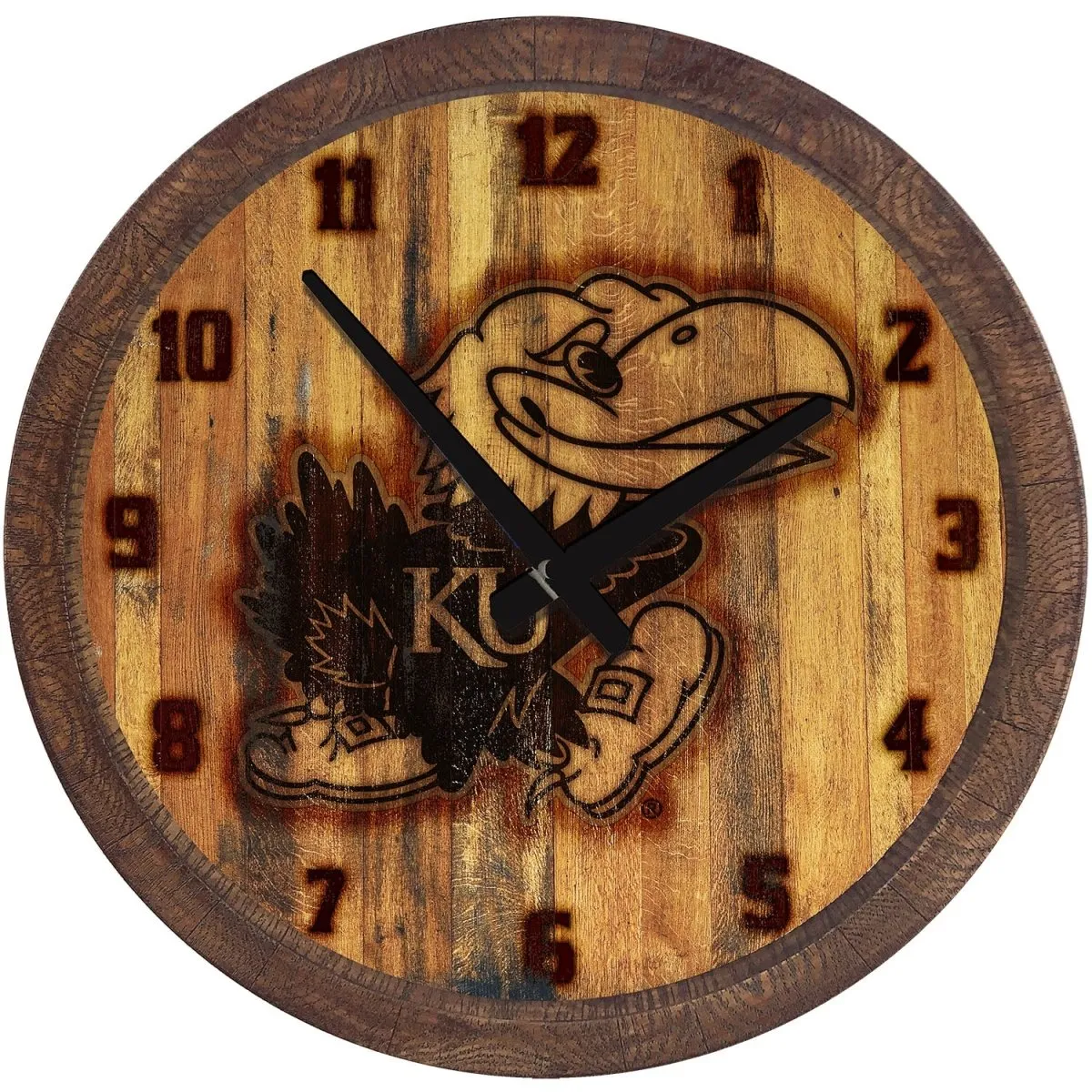 Kansas Jayhawks: Branded - "Faux" Barrel Top Wall Clock