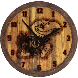 Kansas Jayhawks: Branded - "Faux" Barrel Top Wall Clock