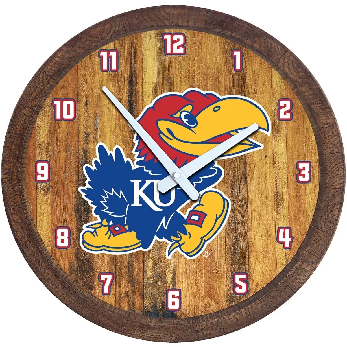 Kansas Jayhawks: "Faux" Barrel Top Wall Clock