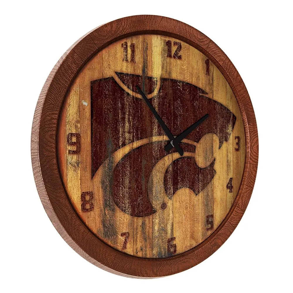 Kansas State Wildcats: Branded "Faux" Barrel Top Wall Clock