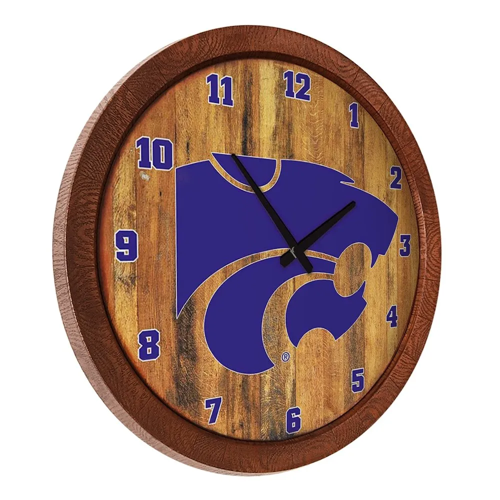 Kansas State Wildcats: "Faux" Barrel Top Wall Clock