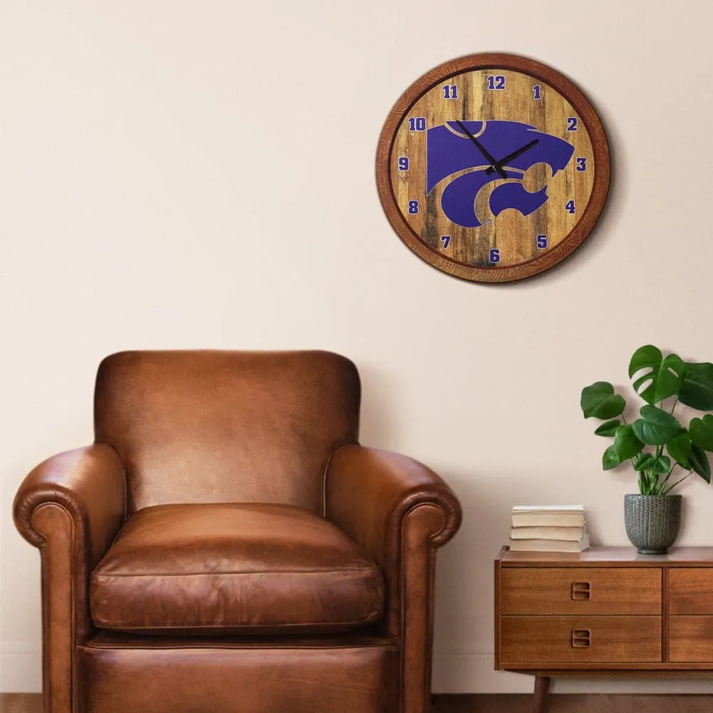 Kansas State Wildcats: "Faux" Barrel Top Wall Clock