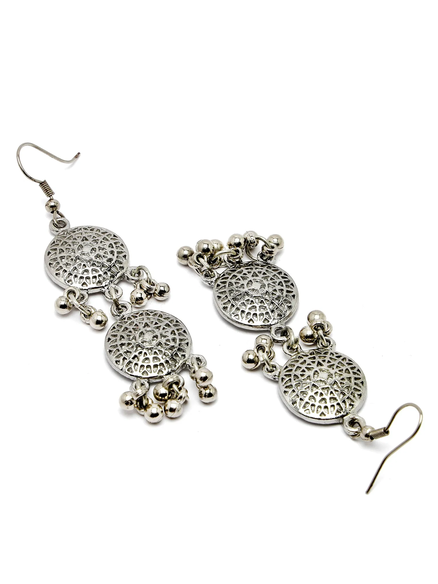 KARATCART Oxidised Silver Kundan Classic Silver Jewellery Set for Women