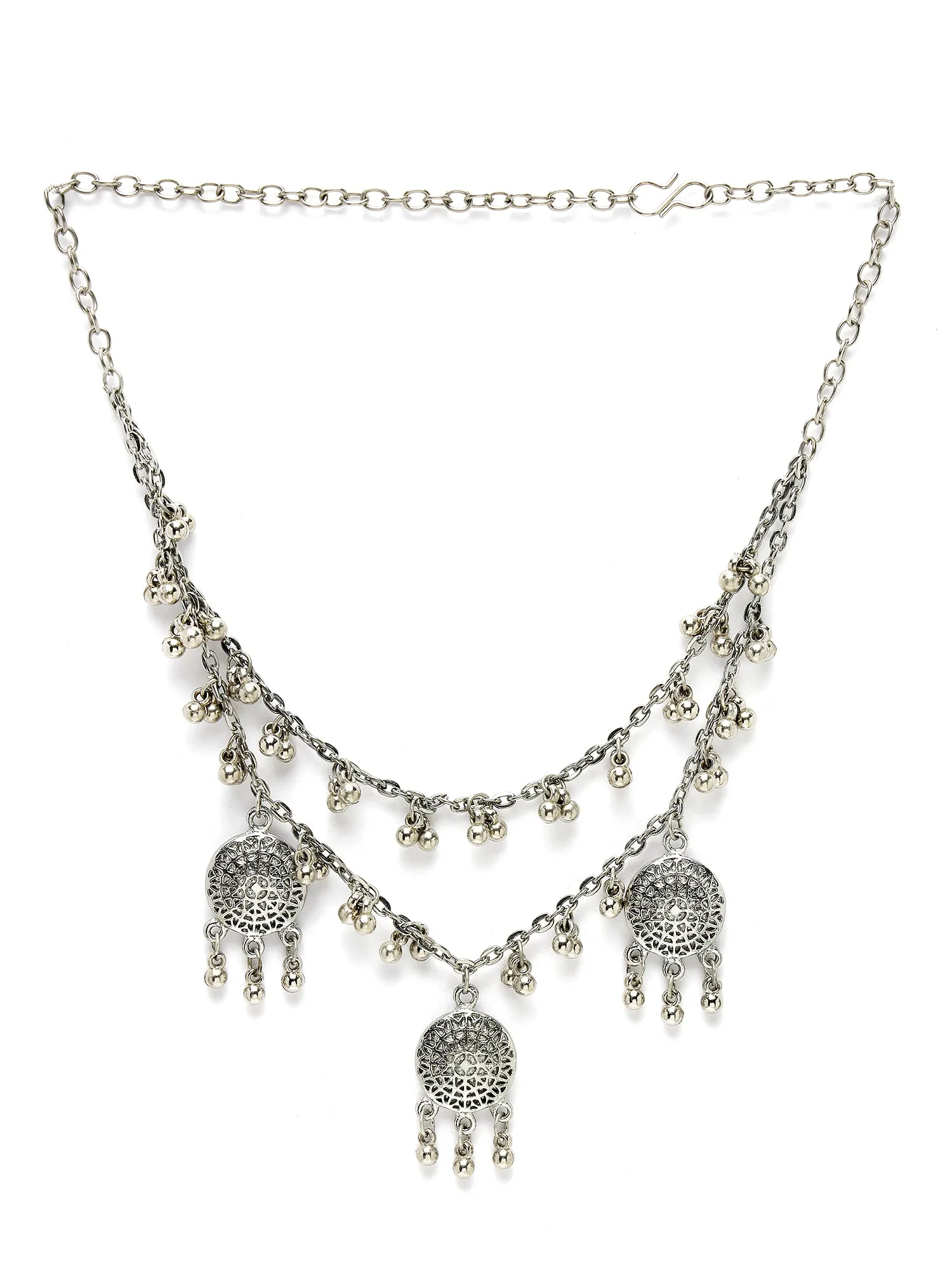 KARATCART Oxidised Silver Kundan Classic Silver Jewellery Set for Women