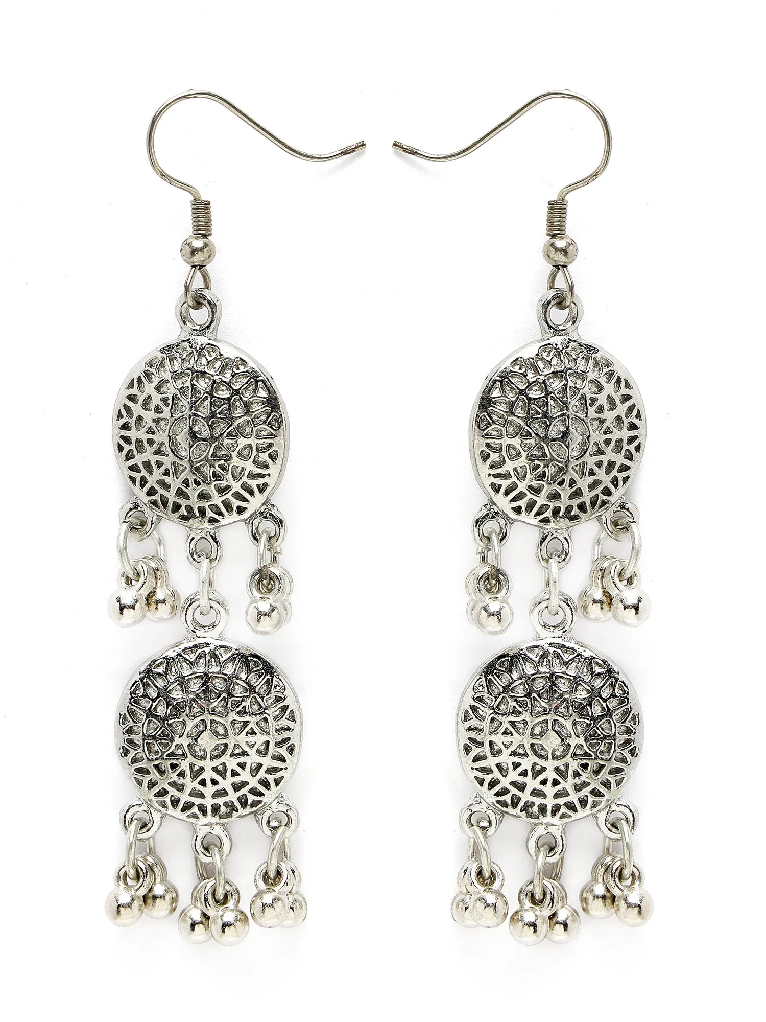 KARATCART Oxidised Silver Kundan Classic Silver Jewellery Set for Women