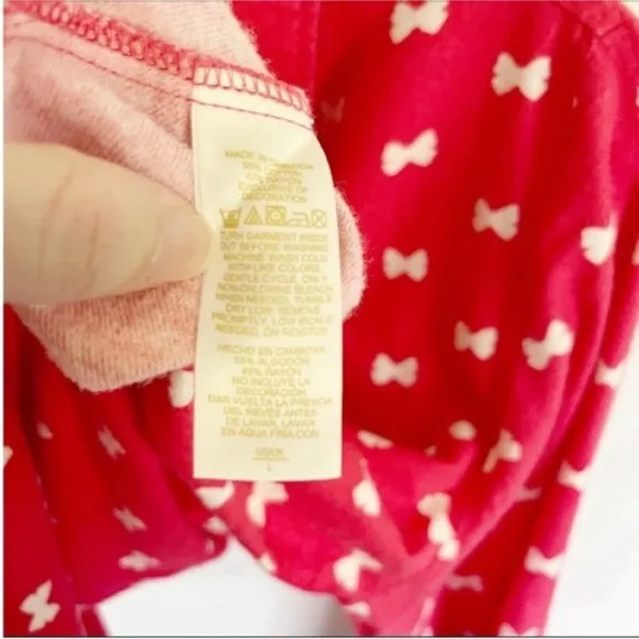 Kate Spade pajama top red white button front bows flannel pocket