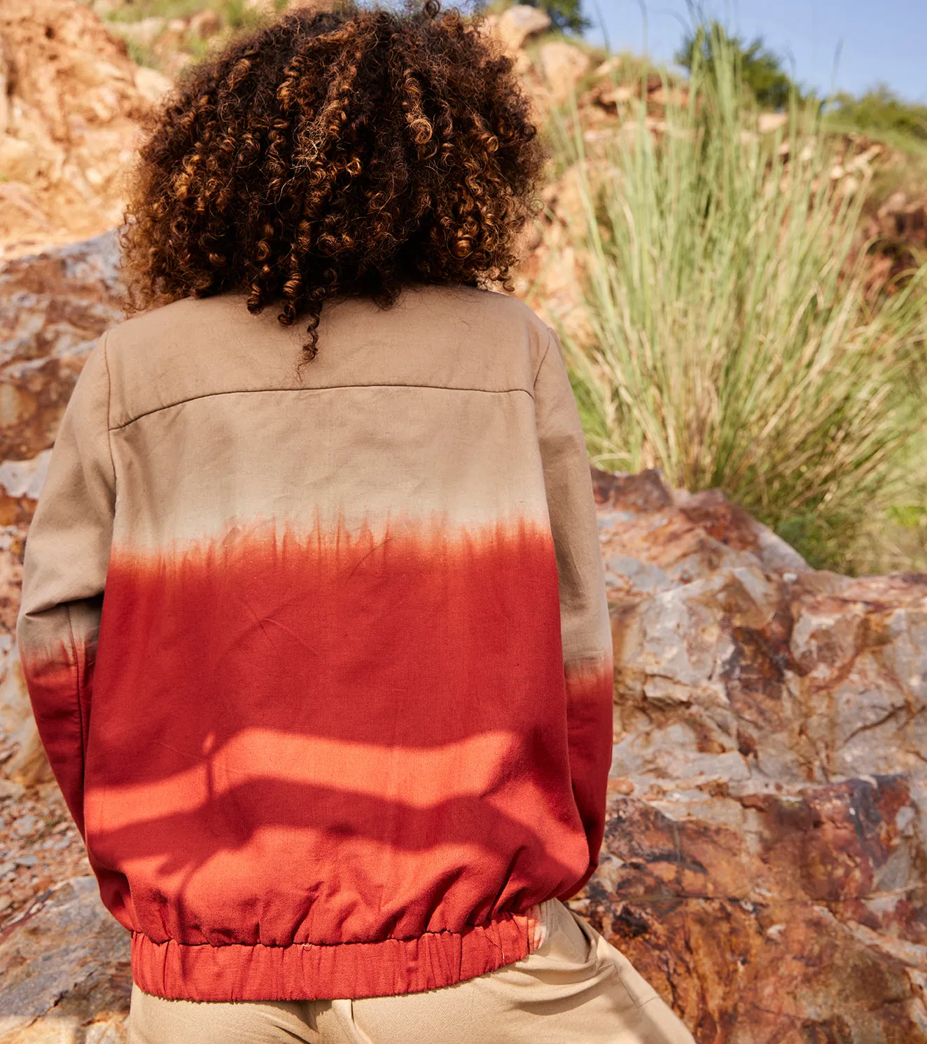 Khara Kapas Clone Bomber Jacket 100% Cotton with Warm Sandwich Fabric Red and Sand  KW694
