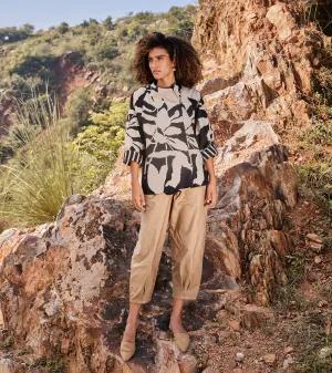 Khara Kapas Ebony's Desire Jacket Twill Weave Cotton  Black and Off-white KW666