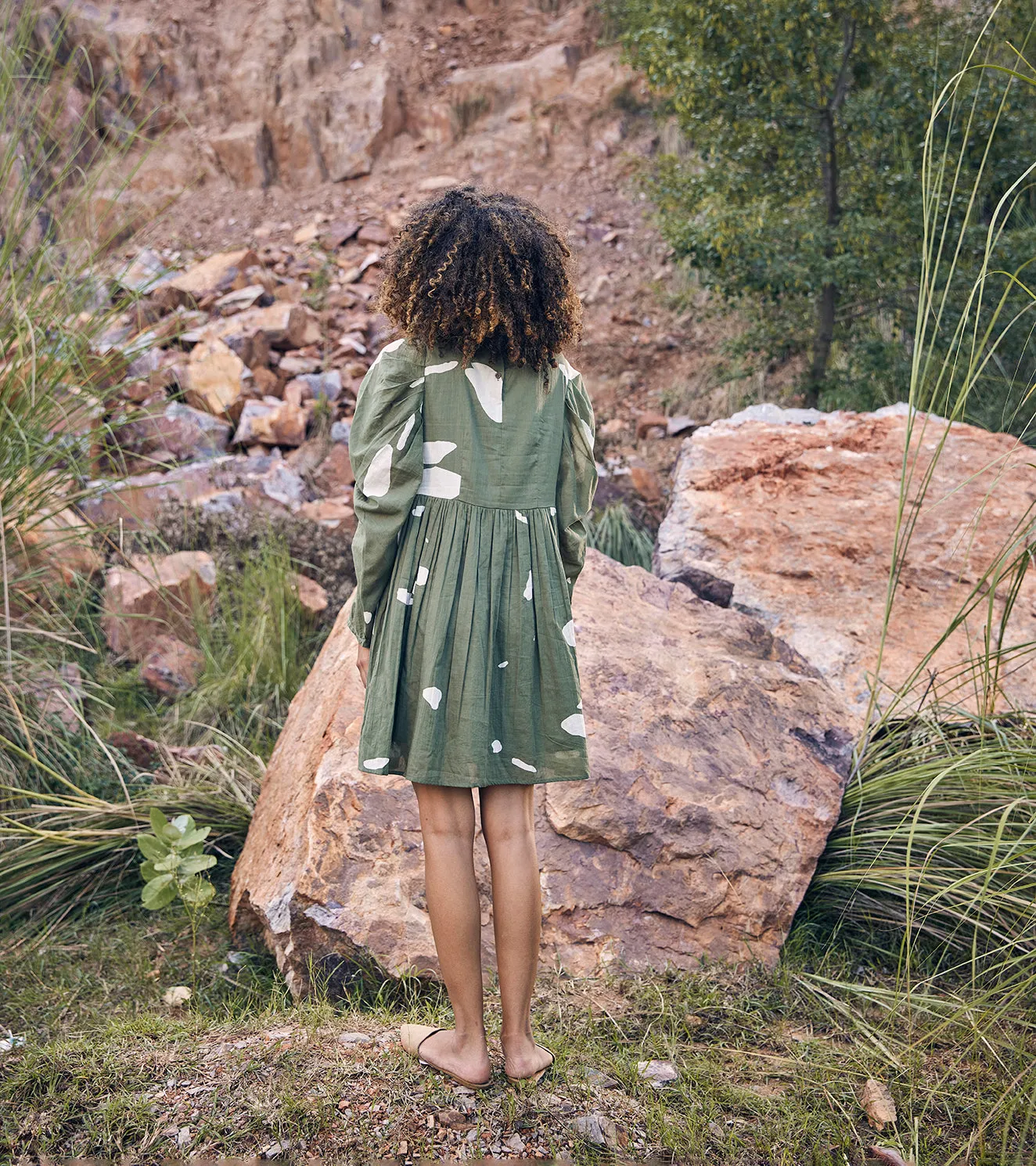 Khara Kapas The Sense Dress 100% Cotton  Green KW676