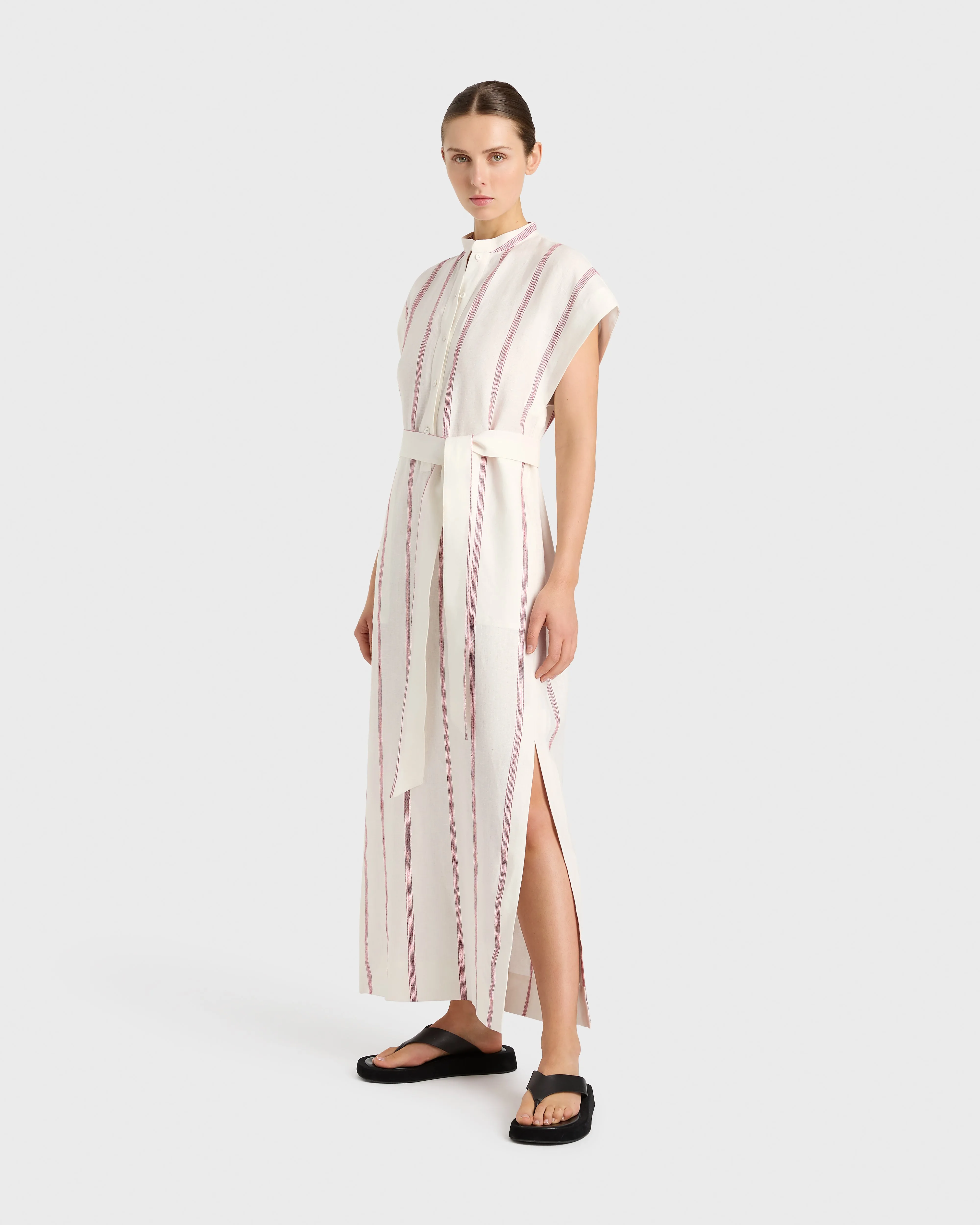 Kiama Belted Shirtdress - Red Stripe