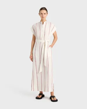 Kiama Belted Shirtdress - Red Stripe