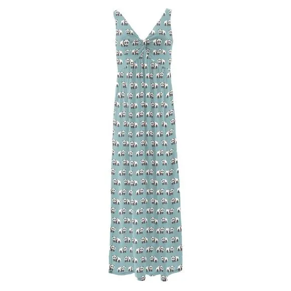 KICKEE Nightgown Print Simple Twist in Jade Panda Small Nwt