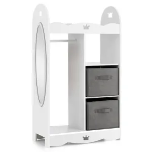 Kids Dress up Storage Costume Closet with Mirror and Toy Bins-White - Color: Whi