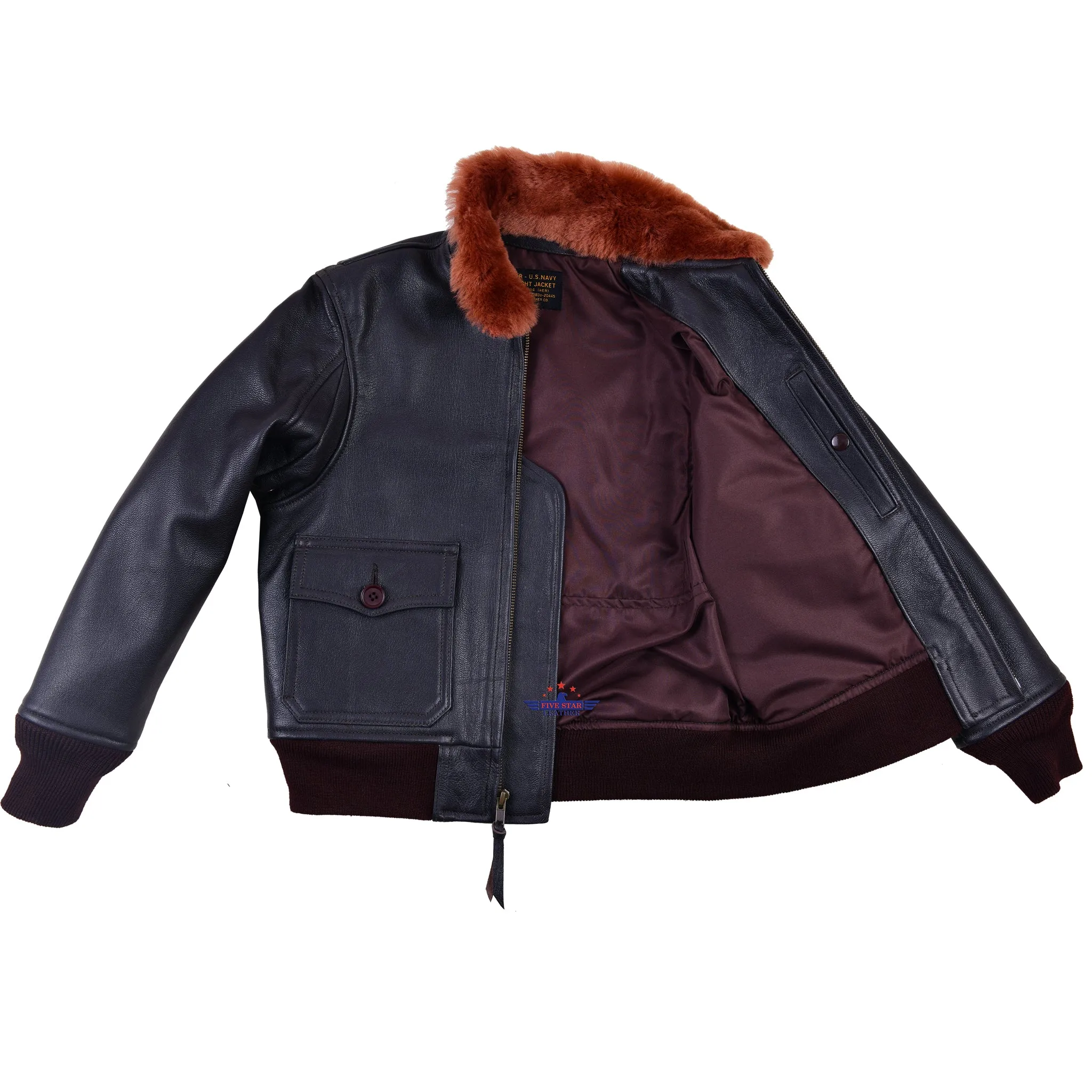 Kid's G-1 Leather Jacket Goatskin Seal Brown