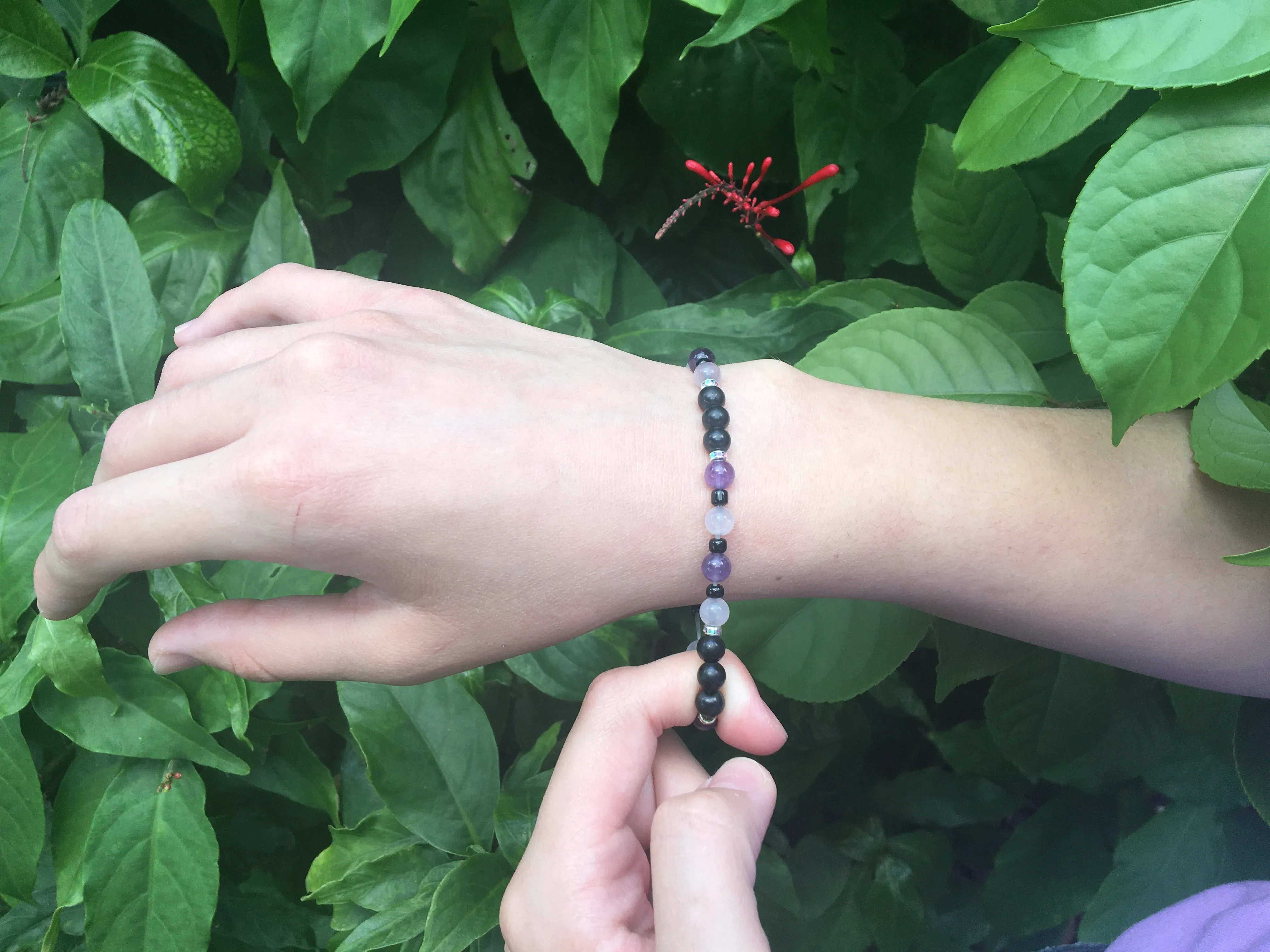 Kid's Love, Harmony and Protection Bracelet - Shungite Amethyst Pink Quartz