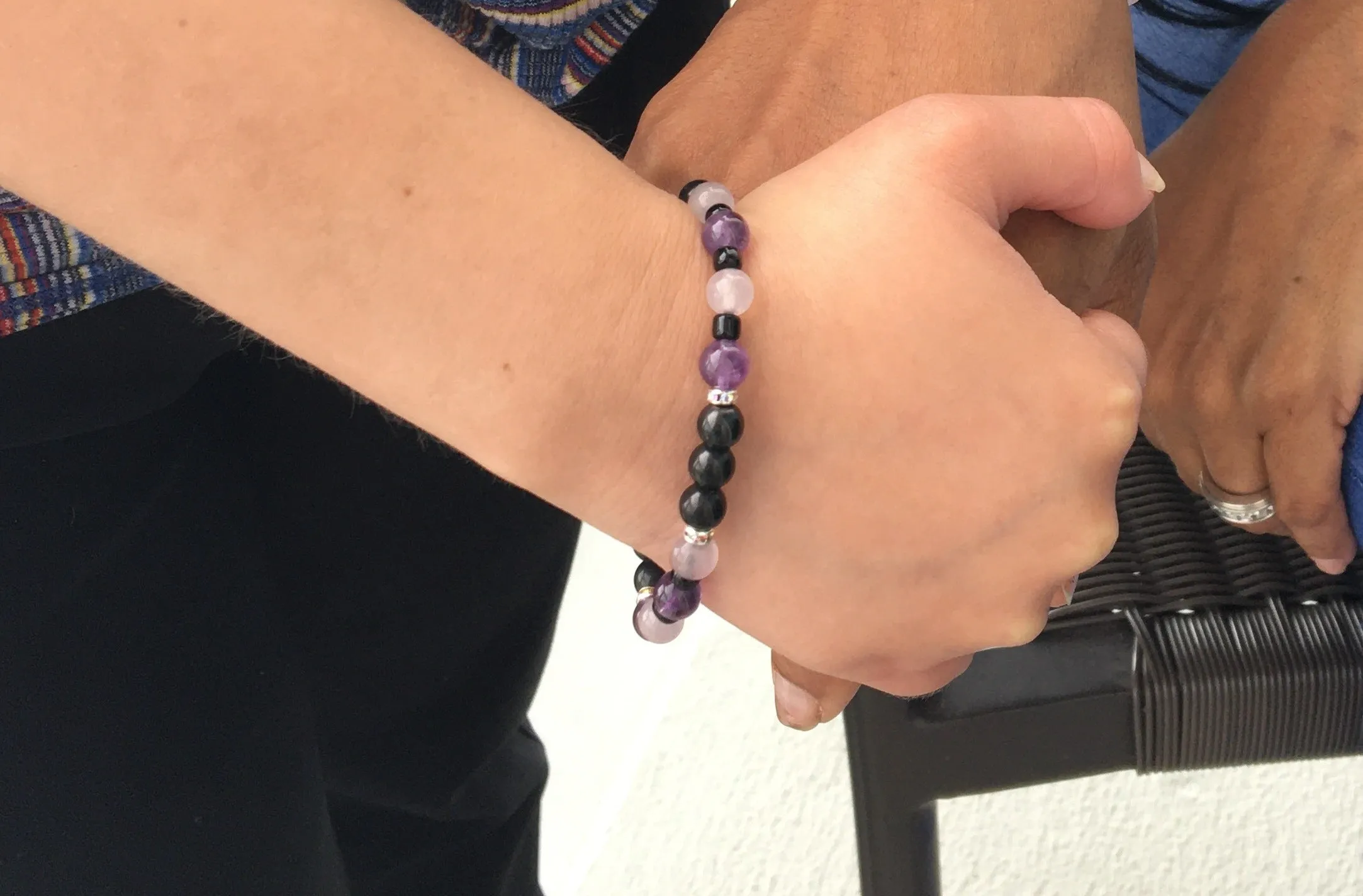 Kid's Love, Harmony and Protection Bracelet - Shungite Amethyst Pink Quartz