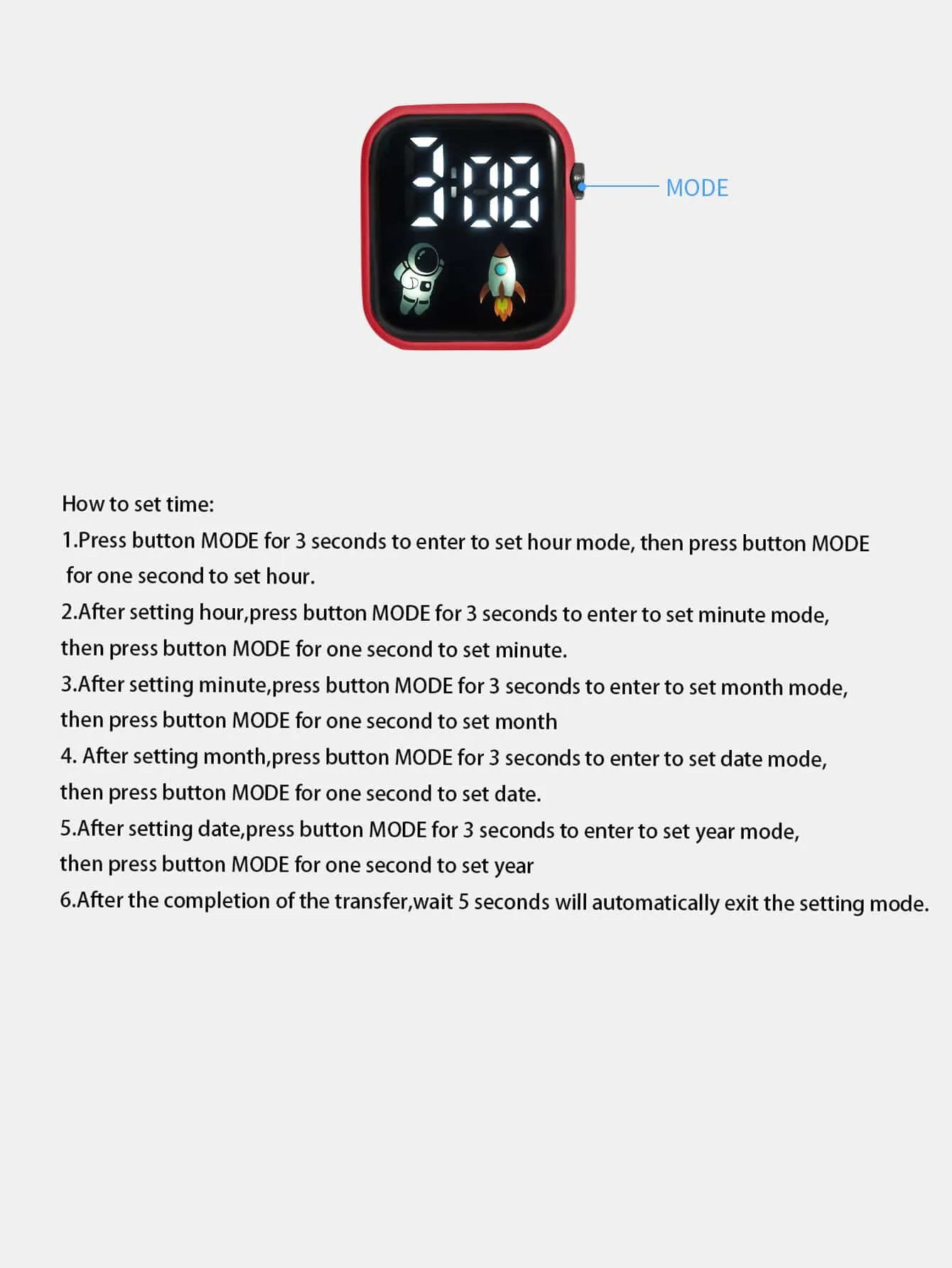 Kids TPU Strap Sporty  Square Dial Digital Watch-FD
