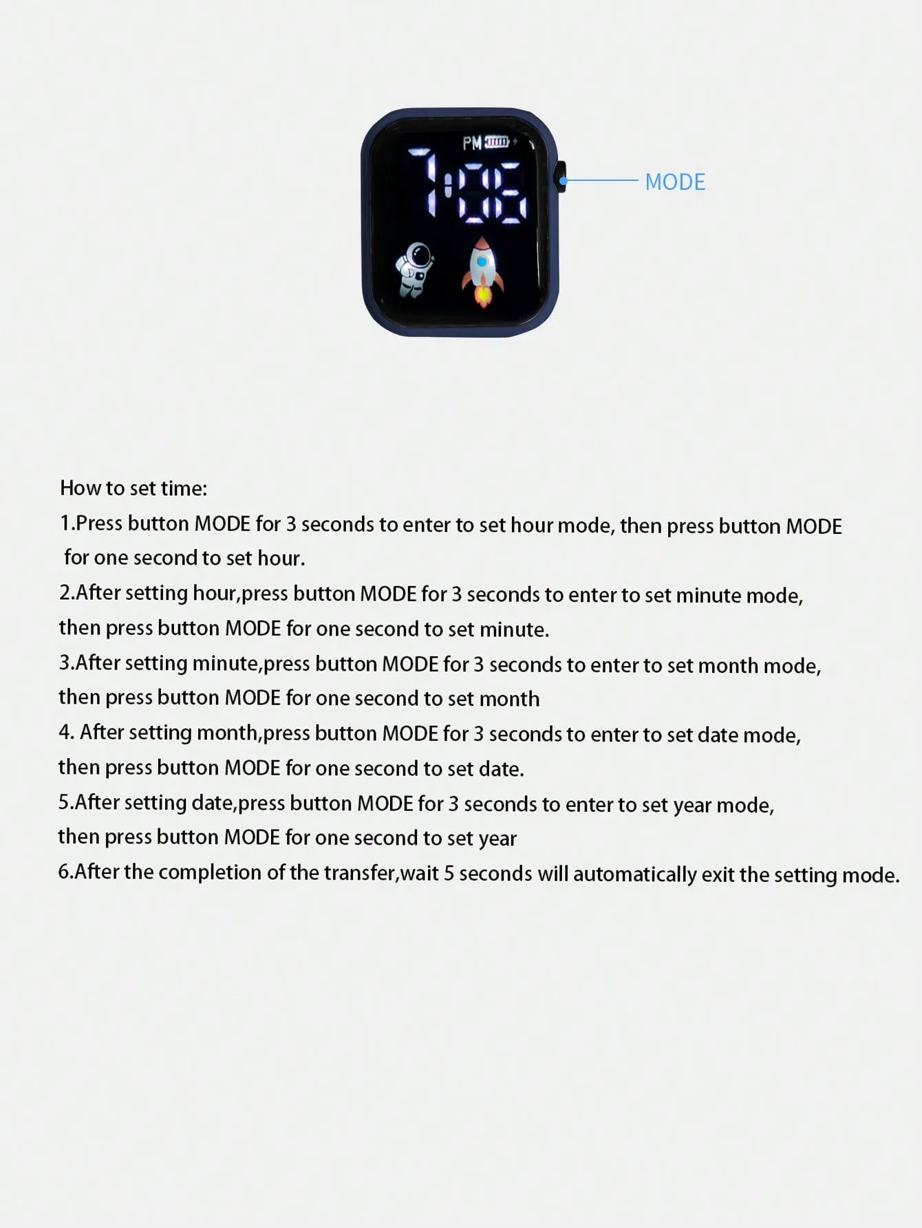 Kids TPU Strap Sporty  Square Dial Digital Watch-FD