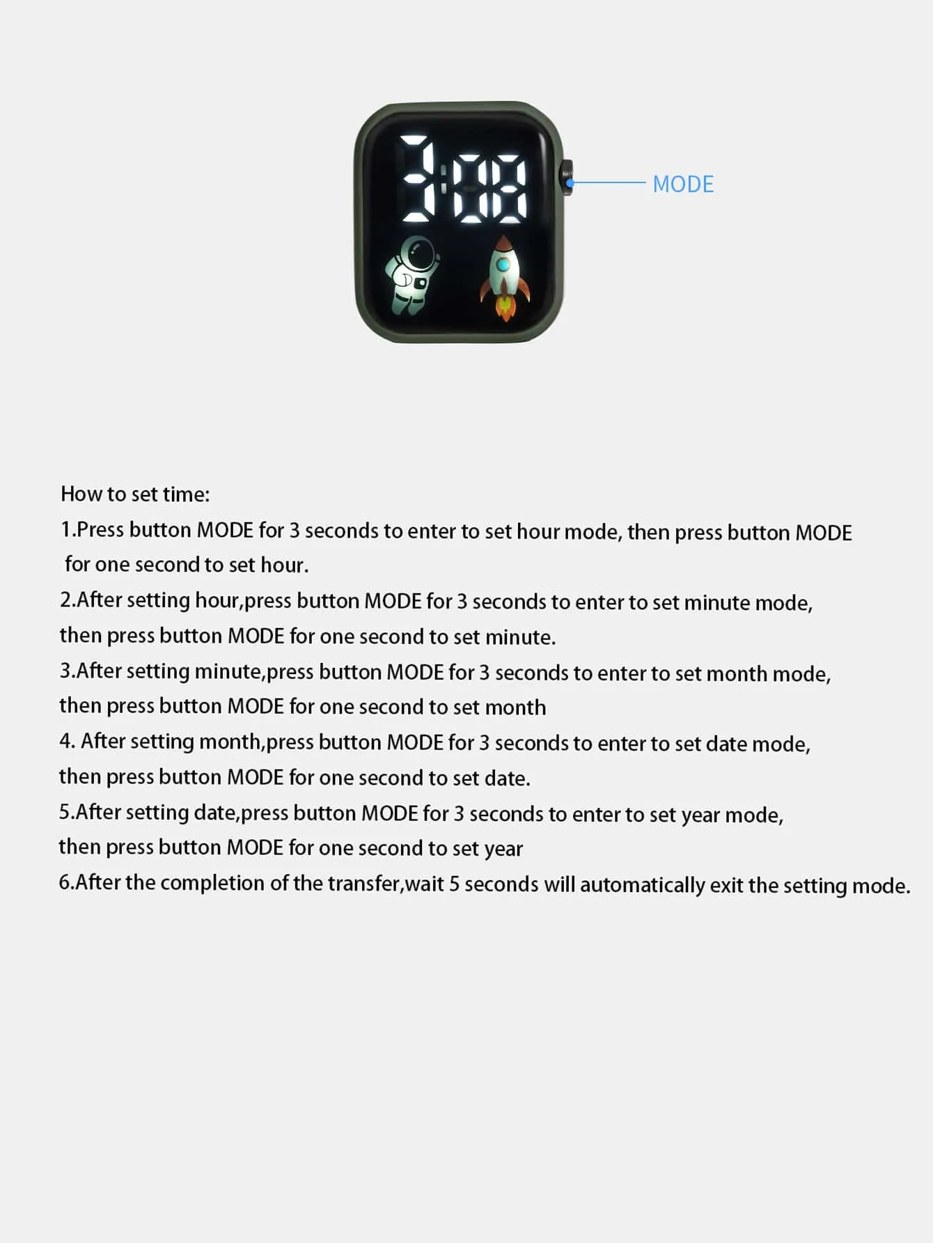 Kids TPU Strap Sporty  Square Dial Digital Watch-FD