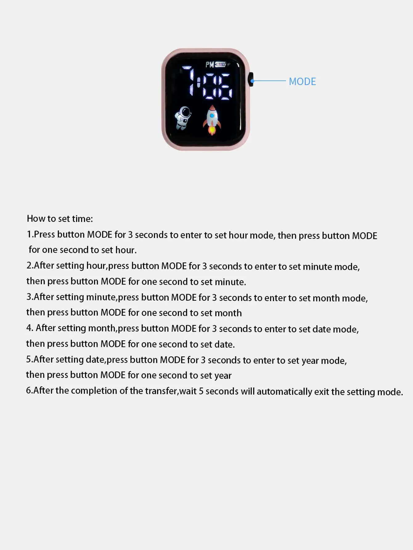 Kids TPU Strap Sporty  Square Dial Digital Watch-FD
