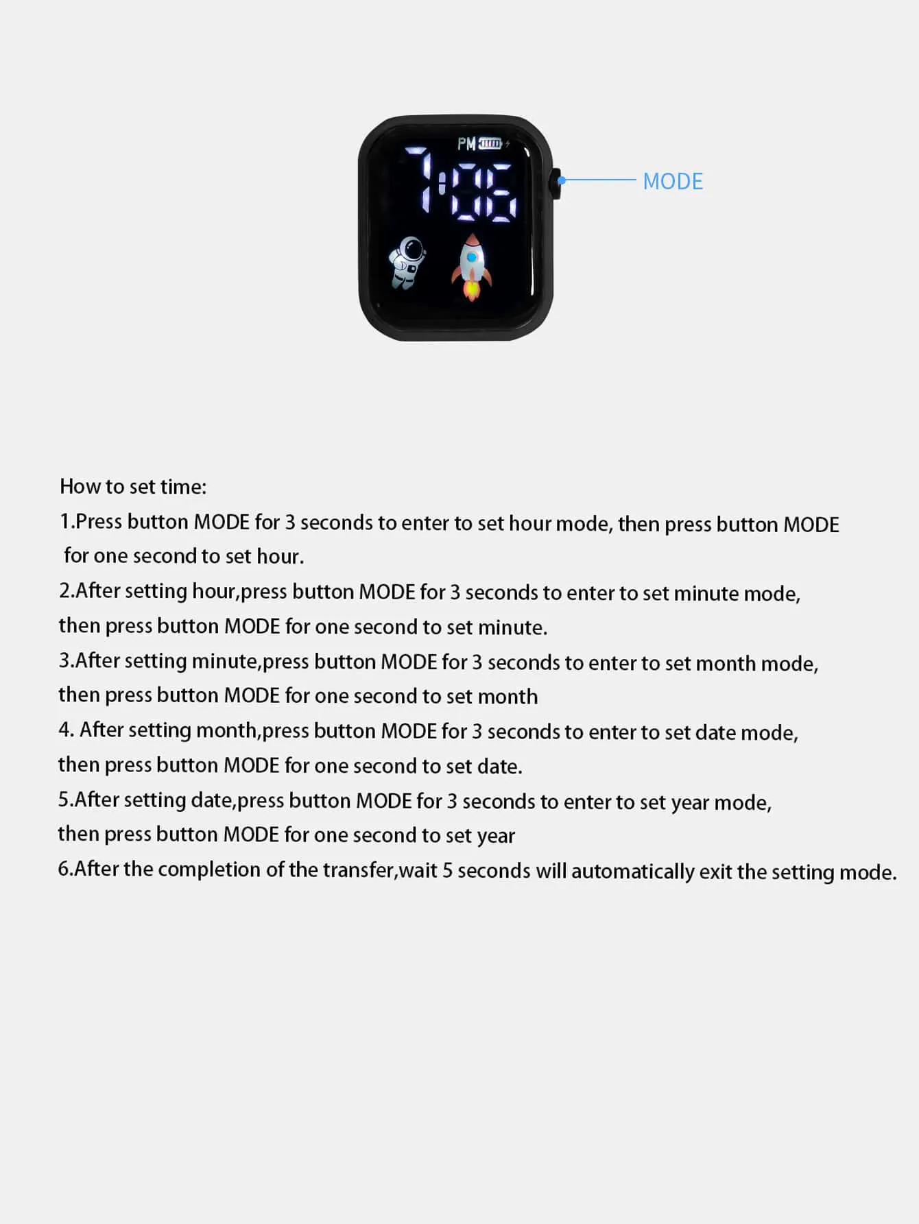 Kids TPU Strap Sporty  Square Dial Digital Watch-FD