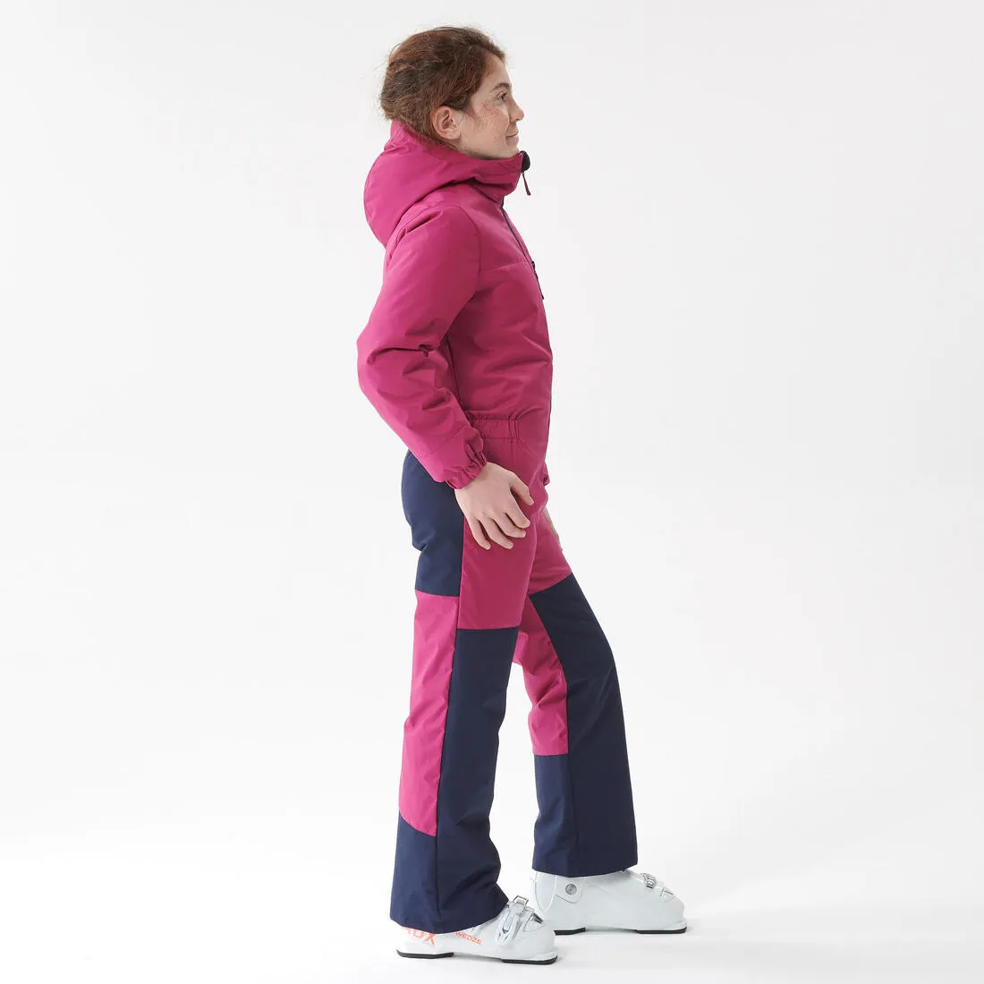 KIDS’ WARM AND WATERPROOF SKI SUIT - 100 - PINK AND NAVY BLUE