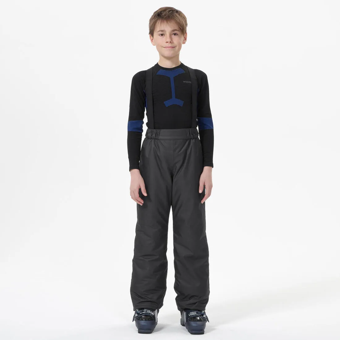 KIDS’ WARM AND WATERPROOF SKI TROUSERS 100 DARK GREY