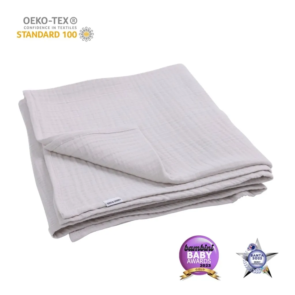 KIKI & SEBBY 4 Layer Cotton Muslin Blanket (120 x 120 cm) - Grey