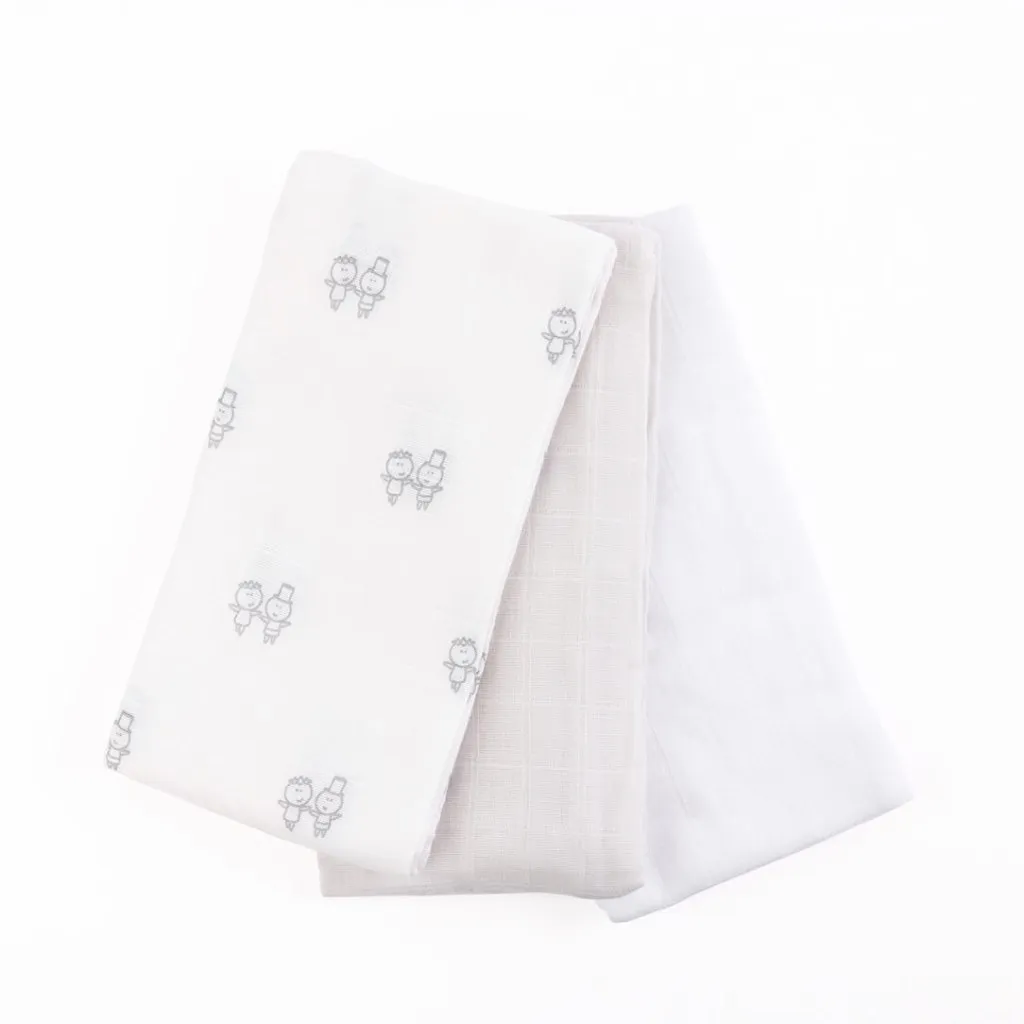 KIKI & SEBBY Bamboo & Cotton Swaddle Blanket (120 x 120 cm) - K&S   Grey