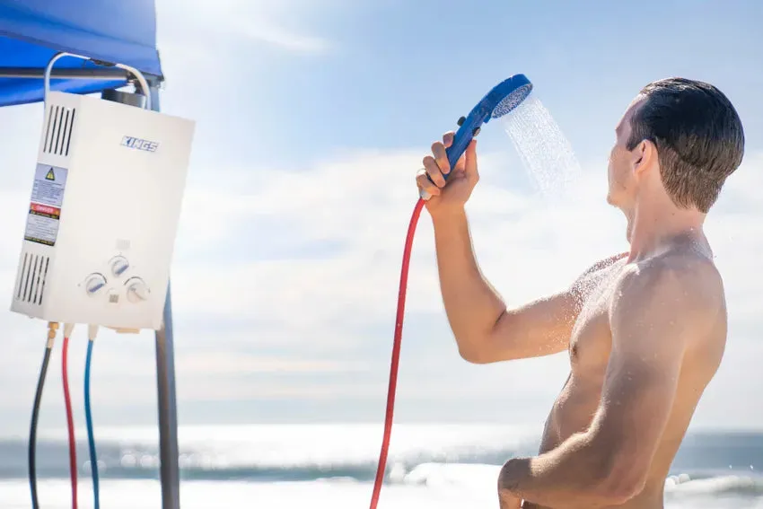 Kings Portable Gas Hot Water System | Camping Shower Water Heater | Tankless | Inc. Pump