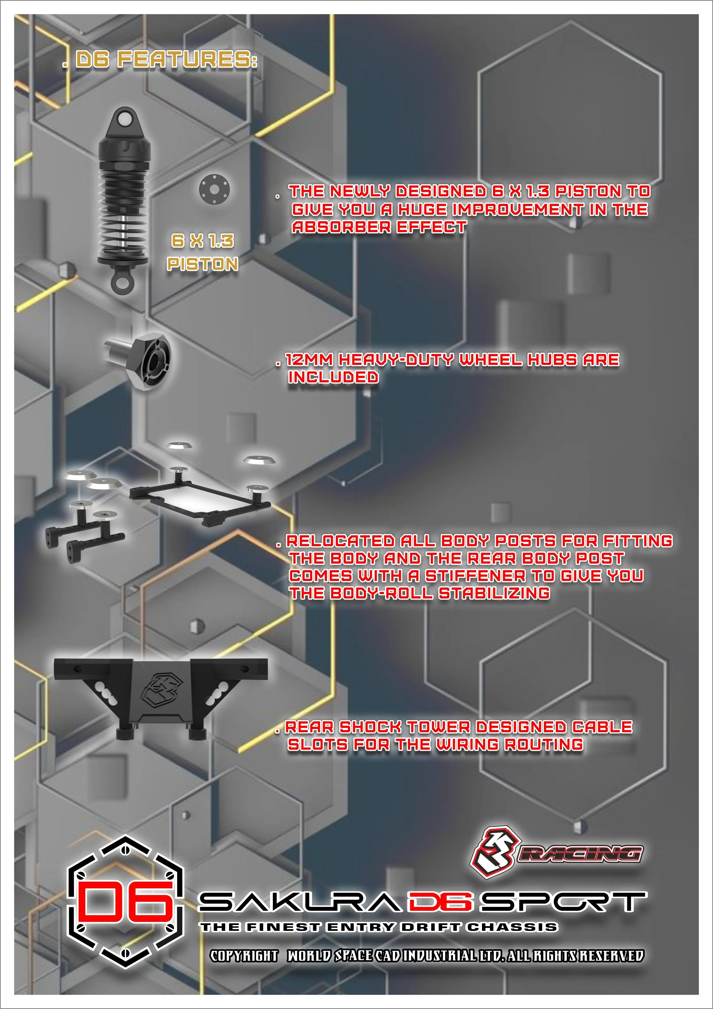 KIT-SAKURA D6GA 3RACING Sakura D6 Sport Carbon Graphite Version