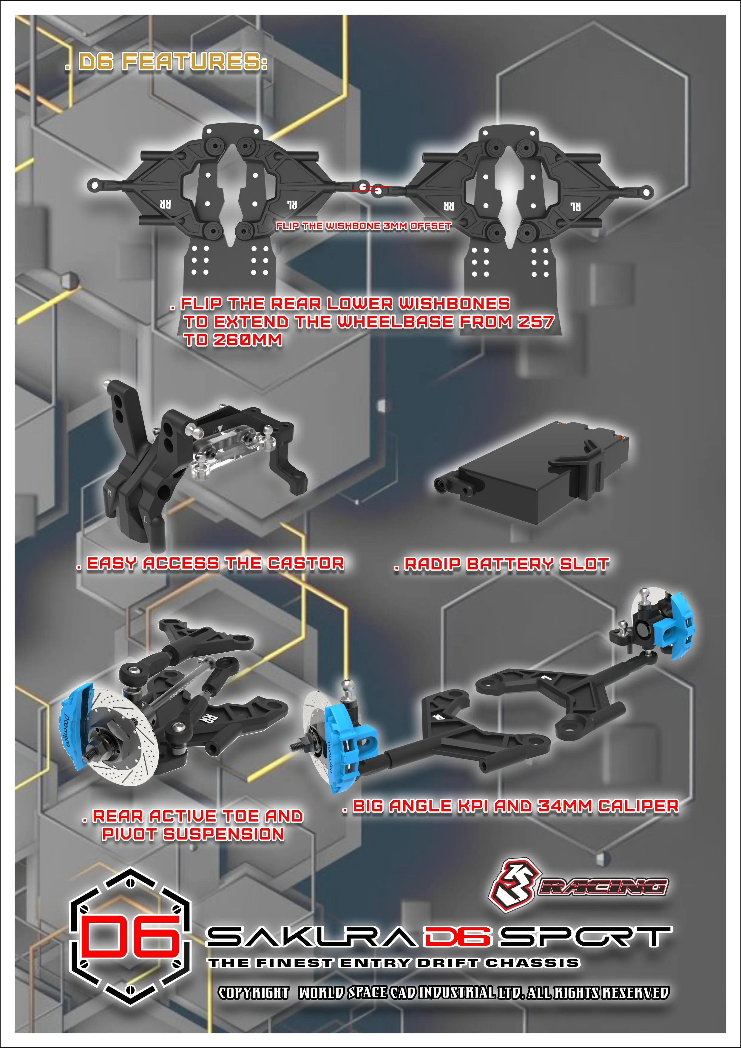 KIT-SAKURA D6GA 3RACING Sakura D6 Sport Carbon Graphite Version