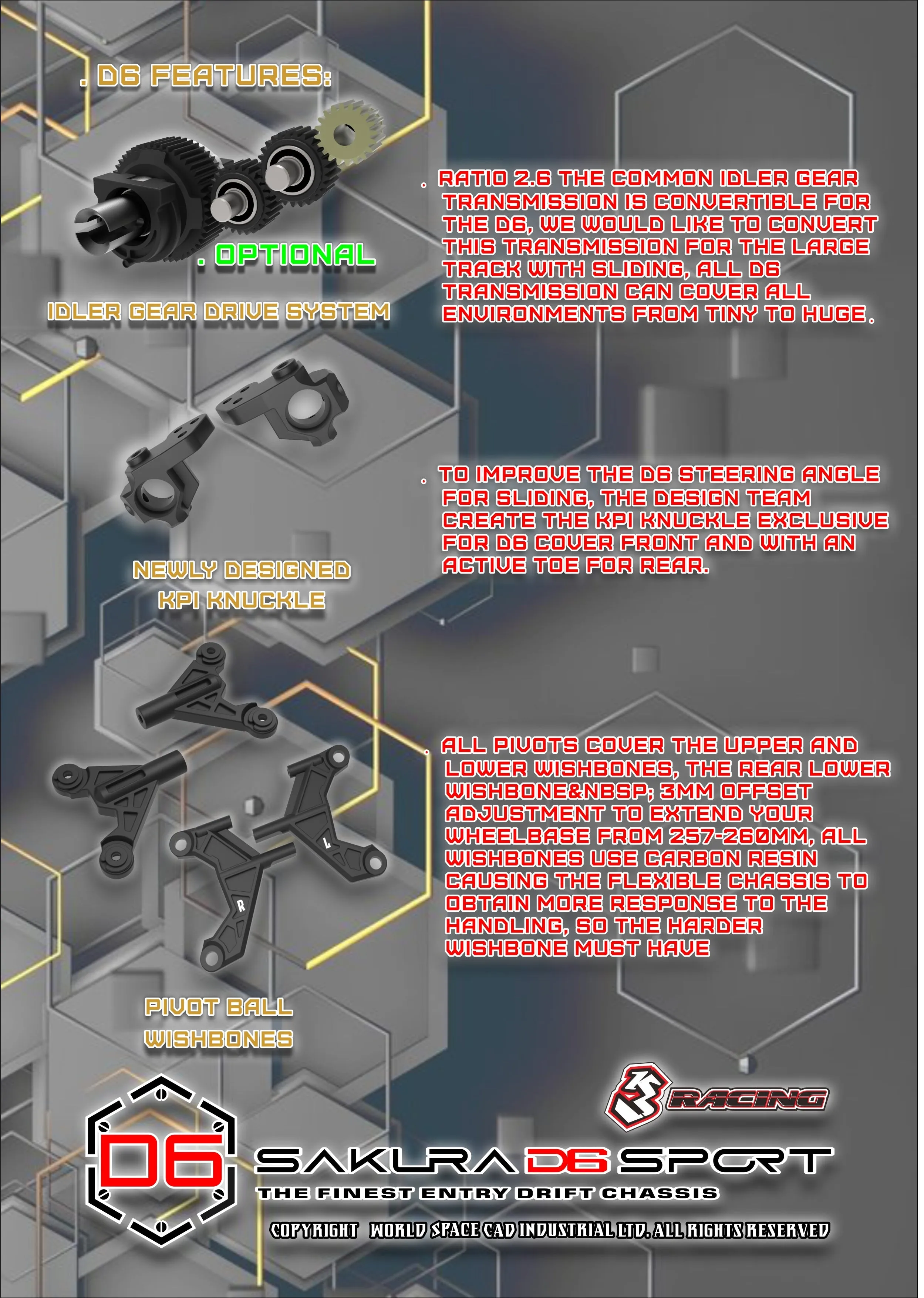 KIT-SAKURA D6GA 3RACING Sakura D6 Sport Carbon Graphite Version