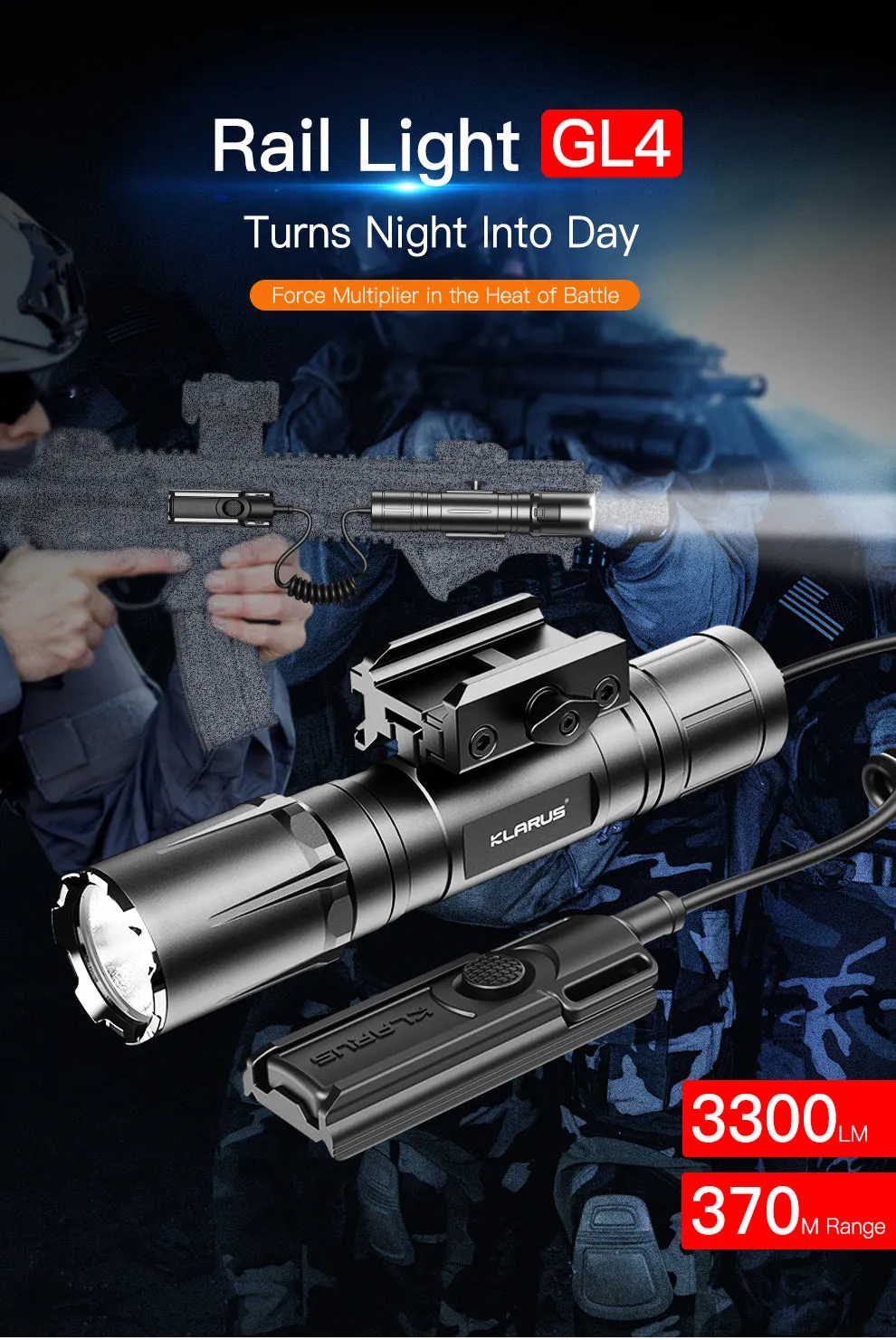 KLARUS GL4 3300LM RAIL LIGHT
