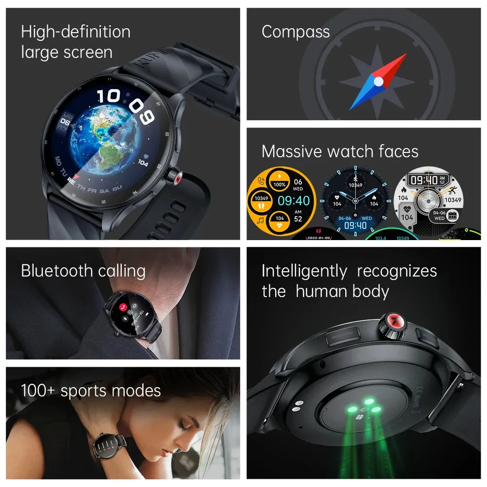 KUMI GW5 Pro 1.43"AMOLED Screen IP68 Waterproof Bluetooth Call 5.2 Health sleep monitor 100  Sports modes compass smart watch